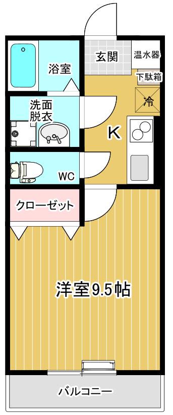 リス・アンソレイエ(1K/1階)の間取り写真