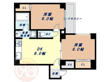 ストークアパートメント南堀江(2DK/5階)の間取り写真