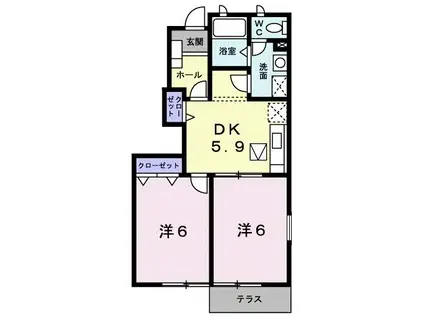 ラシーヌIII弐番館(2DK/1階)の間取り写真