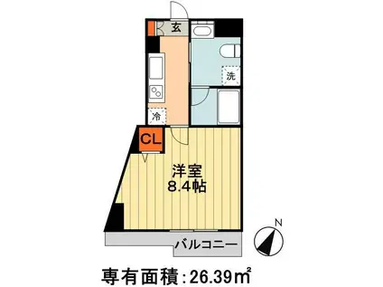 サイドワン(1K/10階)の間取り写真