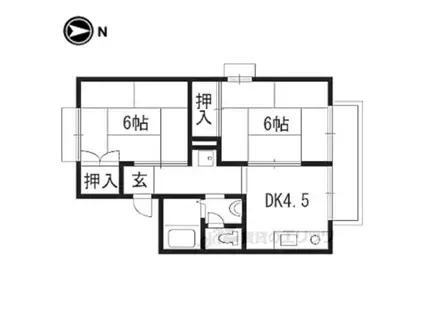 レーヴ・ボワA棟(2DK/1階)の間取り写真