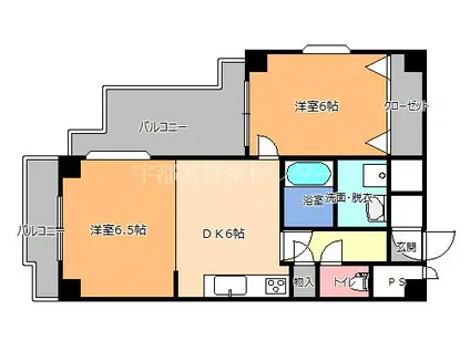 東口ハイツ(2DK/10階)の間取り写真