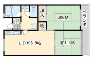 佐野湊団地 1号棟 C(2DK/12階)の間取り写真