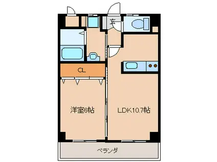 メルローズアソウ(1LDK/7階)の間取り写真