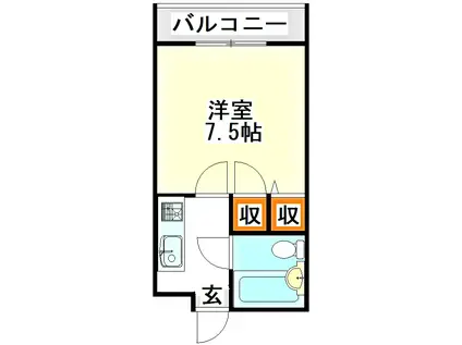メゾン山美II(1K/4階)の間取り写真