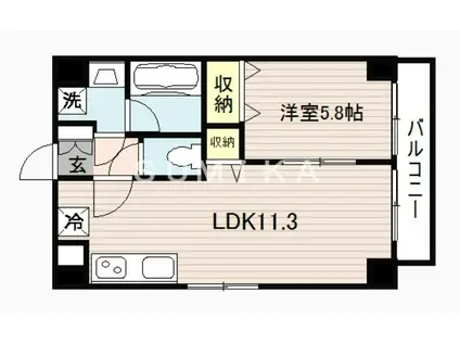 ピュアガーデン新保(1LDK/2階)の間取り写真