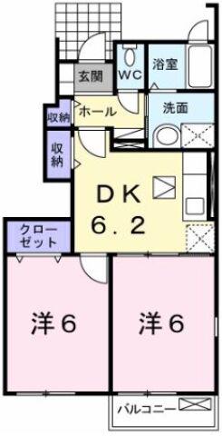 プレ ブリッジ シェトワ II(2DK/1階)の間取り写真