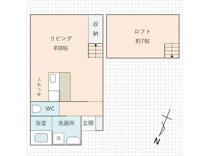 パティオ山の上(ワンルーム/1階)の間取り写真