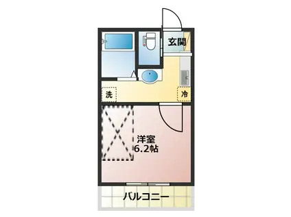 サンライズ津田沼III(1K/1階)の間取り写真