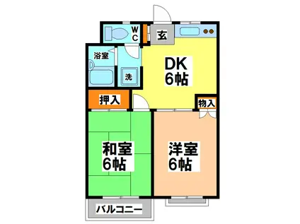 モンシャトー小金井東B棟(2DK/2階)の間取り写真