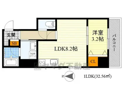 アンフィニ15江坂レジデンス(1LDK/3階)の間取り写真