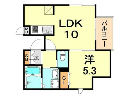 プレサンス三宮ディライト(1LDK/11階)の間取り写真