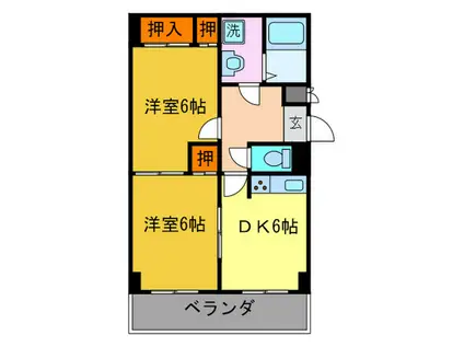 パークサイド岡崎(2DK/4階)の間取り写真