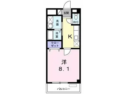 ＪＲ山陰本線 鳥取駅 バス乗車時間：3分 最寄りバス停で下車 徒歩6分 2階建 築19年(1K/2階)の間取り写真