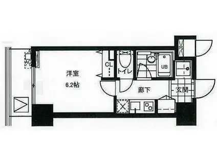 レジディア文京本郷Ⅱ(1K/2階)の間取り写真