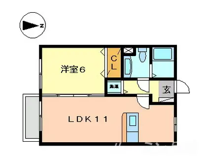 サンリッチ和田(1LDK/2階)の間取り写真
