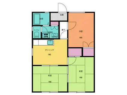 ローズハウス(3DK/2階)の間取り写真