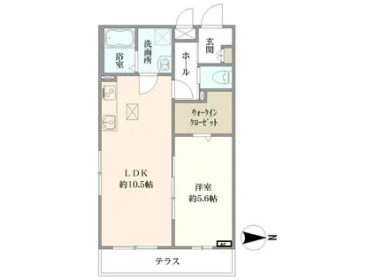 ルミナスU(1LDK/3階)の間取り写真