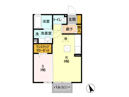 クレール・パレA(1LDK/2階)の間取り写真