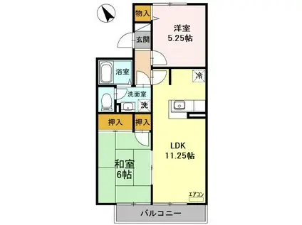 モービルガーデン山田 壱番館(2LDK/2階)の間取り写真