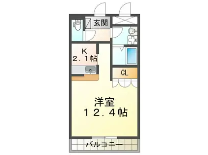 アプローズ(1K/2階)の間取り写真