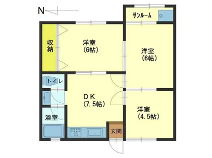 ビリケンハイツ長江(3DK/2階)の間取り写真