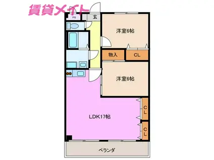 アフロディーテ(2LDK/3階)の間取り写真