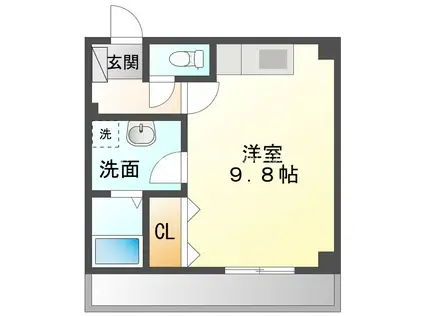 ベルバランセ牛川(ワンルーム/2階)の間取り写真