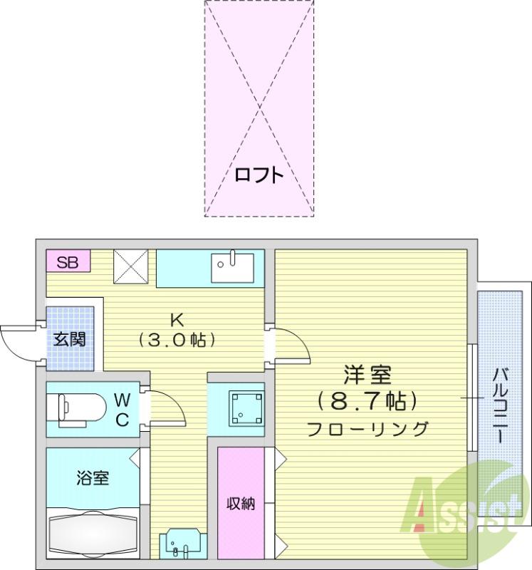 ツインフォレスト(1K/1階)の間取り写真