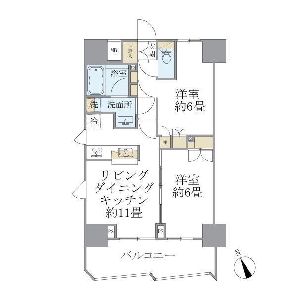 SOLEADO早稲田(2LDK/5階)の間取り写真