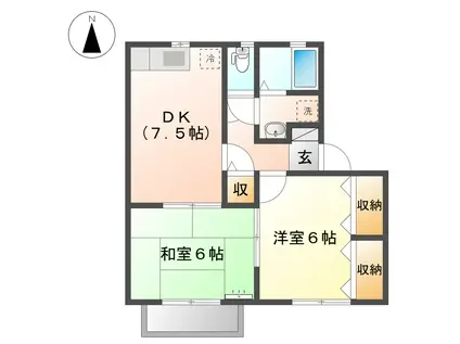 アルジェ森合II(2DK/2階)の間取り写真