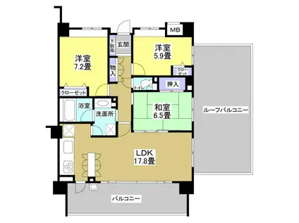 ウィスティリア鴨江(3LDK/8階)の間取り写真