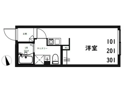 RSC羽田(ワンルーム/1階)の間取り写真