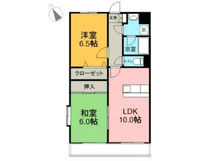 シャドーヒルII(2LDK/2階)の間取り写真