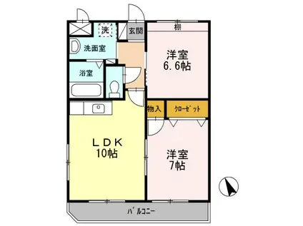 アベニール(2LDK/4階)の間取り写真