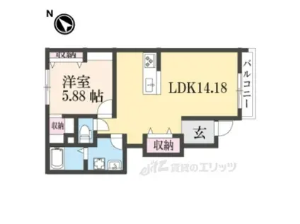 シティパル栗東(1LDK/1階)の間取り写真