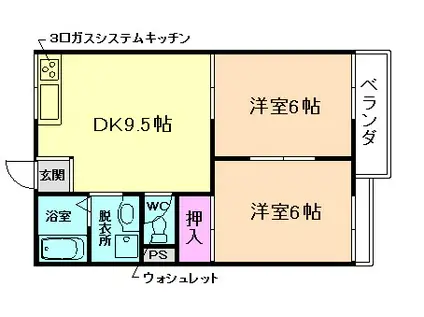 グランビュー(2LDK/1階)の間取り写真