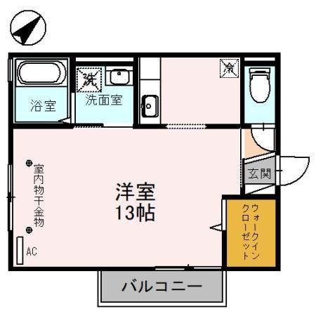 リビングタウン小松弐番館 B棟(ワンルーム/2階)の間取り写真