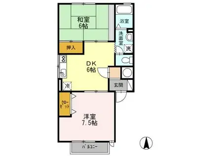 NITディアコート(2DK/2階)の間取り写真