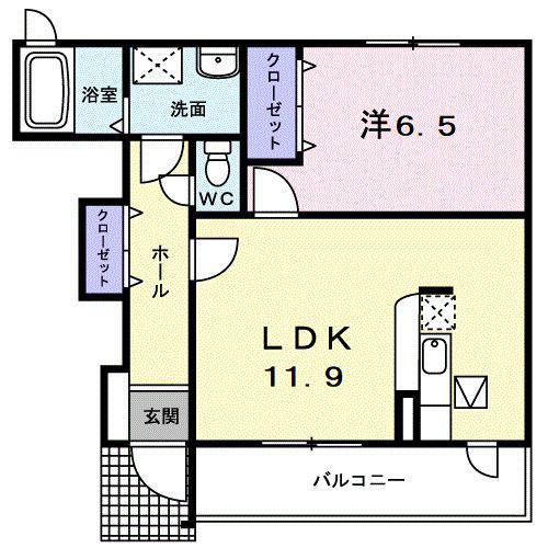 メイプルコート大崎(1LDK/1階)の間取り写真