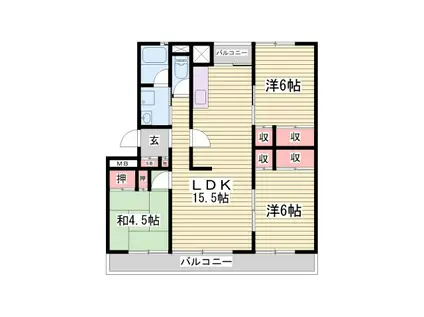 西新在家マンション(3LDK/2階)の間取り写真