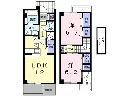 ソル・レヴェンテ(2LDK/1階)の間取り写真