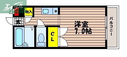 アルファ西古松(1K/4階)の間取り写真