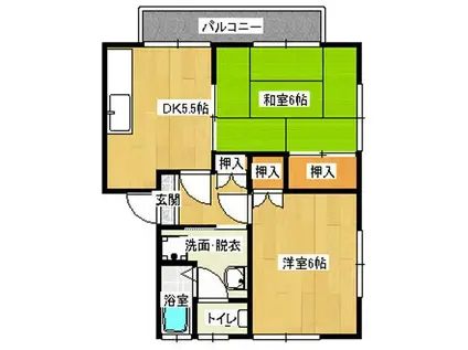 コーポ松岡(2DK/1階)の間取り写真