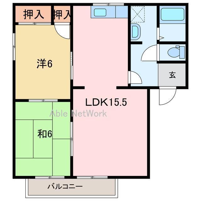 キャピタルハウス(2LDK/1階)の間取り写真