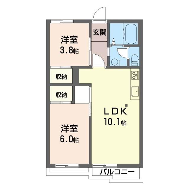アーバンヒルズ B(2LDK/1階)の間取り写真