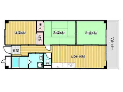 メゾン佐保B(2LDK/5階)の間取り写真