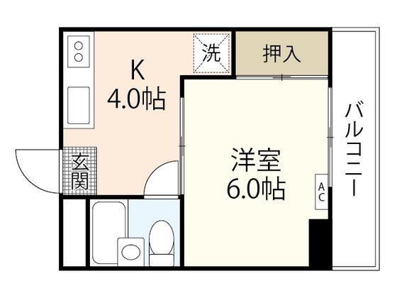 MGKビル(1DK/3階)の間取り写真