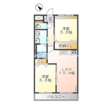 エクセレント桜マンション(2LDK/3階)の間取り写真