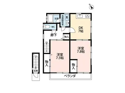 ルミエール中村南(2DK/2階)の間取り写真